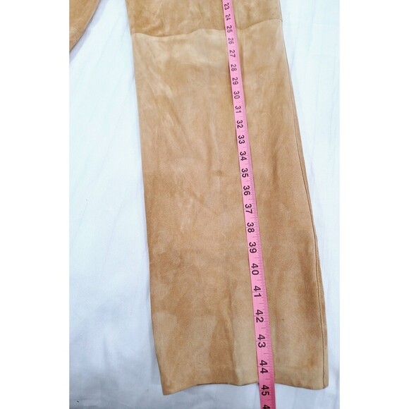 La Matta Suede Leather Women Pant Italy Brown High Waist Pleated Size Small - Picture 7 of 12